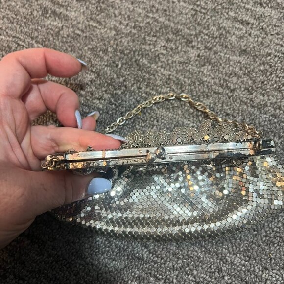 Whiting & Davis Mesh Bag Mini Purse Wallet Silver Vintage Chain - Picture 3 of 7